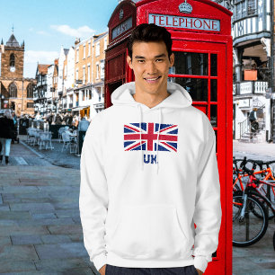 Vintage Union Jack Flag (Blue"UK" Text) Hoodie