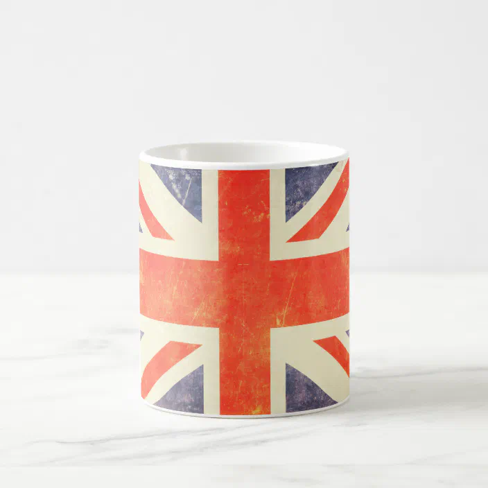 British Flag Union Jack Grunge All Over Black Out Coffee Mug 