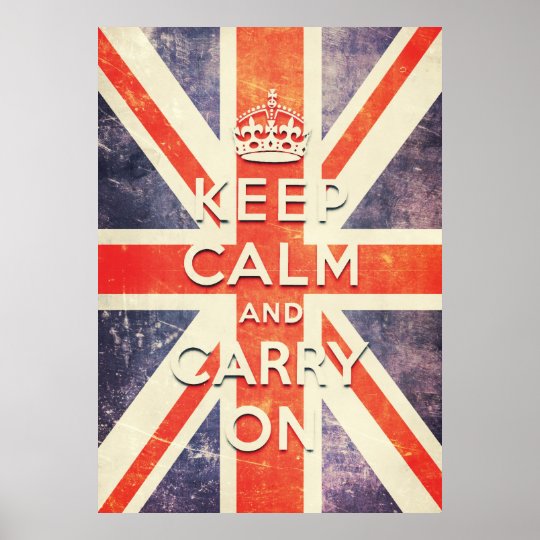Vintage Union Jack Flag Keep Calm And Carry On Poster Zazzle Com