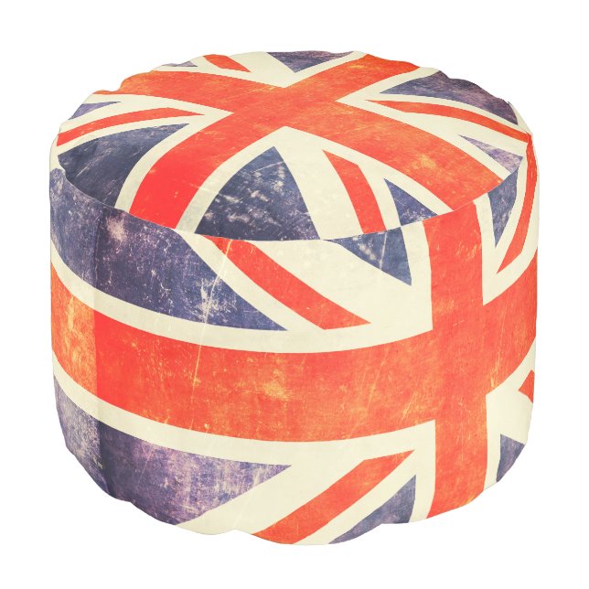 Vintage Union Jack flag Pouf (Angled Front)