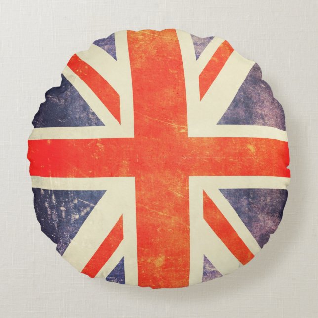 Vintage Union Jack flag Round Pillow (Front)