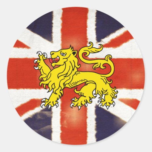 Vintage Union Jack Heraldry Lion Sticker