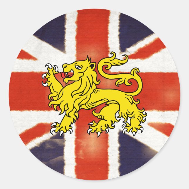 Vintage Union Jack Heraldry Lion Sticker (Front)