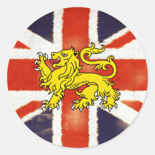 Vintage Union Jack Heraldry Lion Sticker