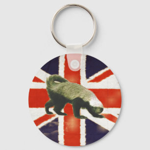 Vintage Union Jack Honey Badger Basic Keychain