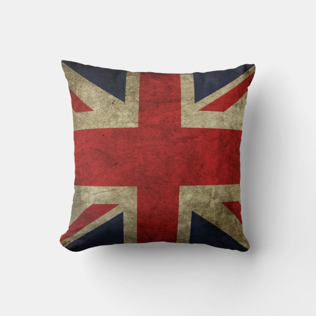 Vintage Union Jack Throw Pillow (Front)