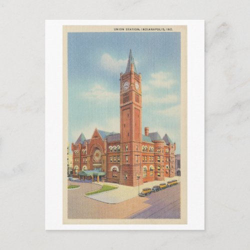Vintage Union Station Indianapolis Indiana Postcard