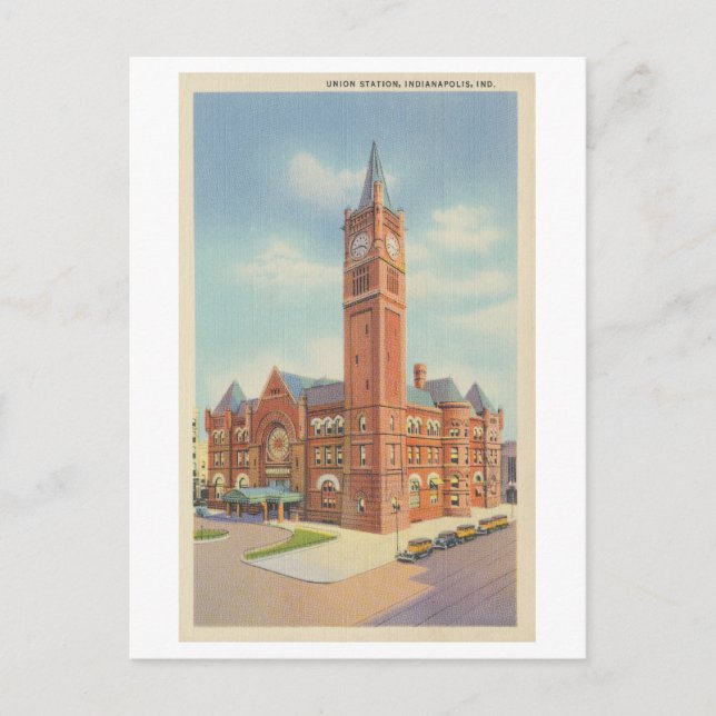 Vintage Union Station, Indianapolis, Indiana Postcard (Front)