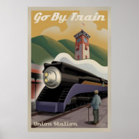 Vintage Union Train Station Poster