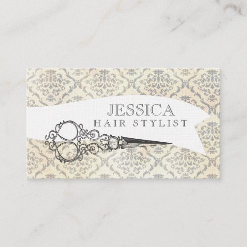 Vintage Unique Professional Scissors Hair Stylist Business Card Template