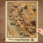 Vintage Unique Restored Map of California, 1885 Jigsaw Puzzle<br><div class="desc">The unique map of California. 1885. Johnstone, E. McD. Published under the auspices of the Southern Pacific Company and the State Board of Trade of California. Shows average temperatures, annual rainfall, railroads, crops, and acreage. Lithograph digitally restored by VintageSketch to repair age spots, rips and damage, and to enhance color....</div>