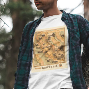 Vintage Unique Restored Map of California, 1885 T-Shirt