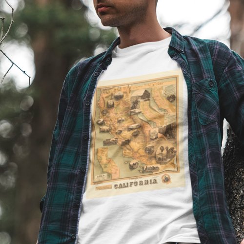 Vintage Unique Restored Map of California 1885 T_Shirt