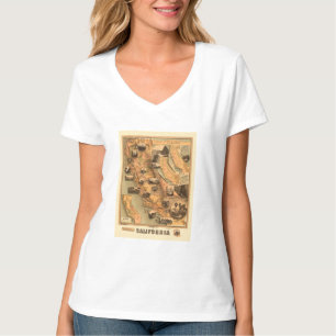 Vintage Unique Restored Map of California, 1885 T-Shirt