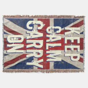 Vintage United Kingdom Flag "Inspirational Quotes" Throw Blanket