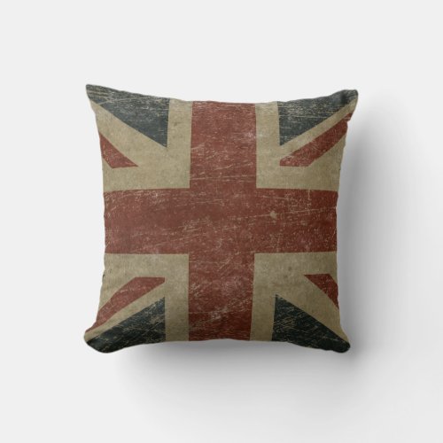 Vintage United Kingdom Flag Throw Pillow