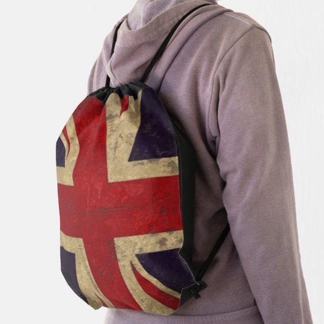 Vintage United Kingdom Union Jack Flag Backpack (Insitu)