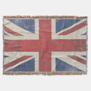 Vintage United Kingdom Union Jack Flag Throw Blanket