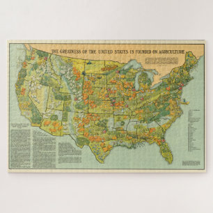 Vintage United States Agricultural Map (1922) Jigsaw Puzzle