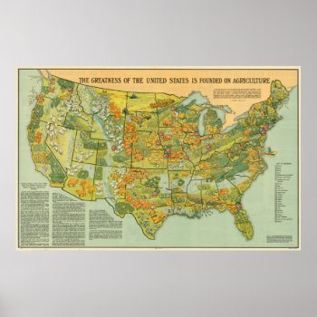 Vintage United States Agricultural Map (1922) Poster by Alleycatshirts at Zazzle