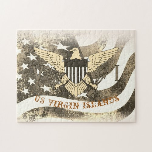 Vintage United States and Virgin Islands Flag USVI Jigsaw Puzzle