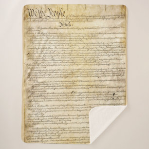 Vintage United States Constitution Sherpa Blanket