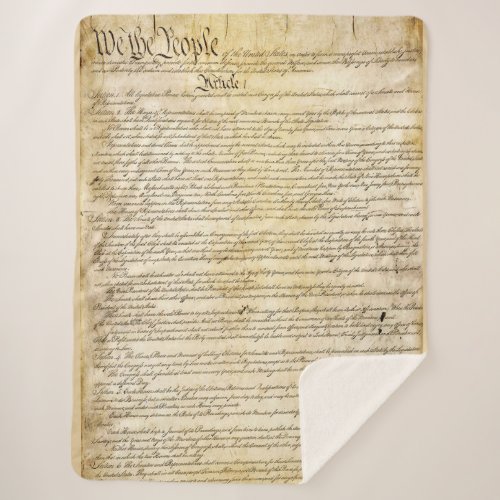 Vintage United States Constitution Sherpa Blanket