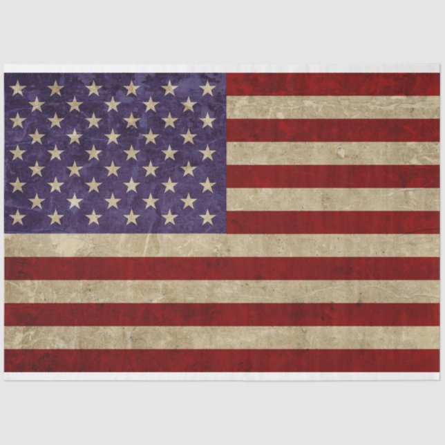 Vintage United States Flag Decoupage Tissue Paper (Front)