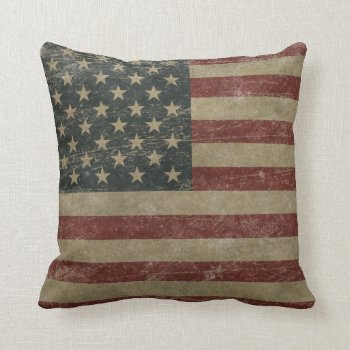 Vintage United States Flag Throw Pillow by staticnoise at Zazzle