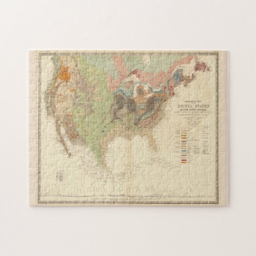 Vintage United States Geological Map 1856 Jigsaw Puzzle