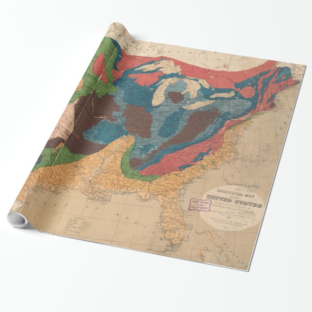Vintage United States Geological Map (1872) Wrapping Paper (Unrolled)