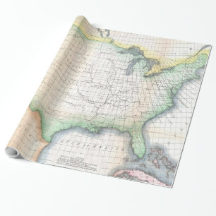 Vintage United States Magnetic Declination Map Wrapping Paper