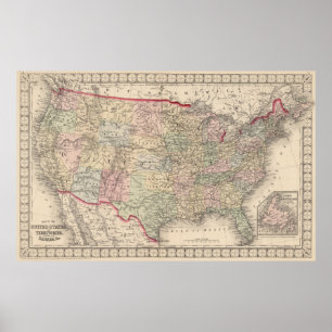 Vintage United States Map (1874) Poster