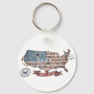 Vintage United States Map - American Patriot Wilde Keychain