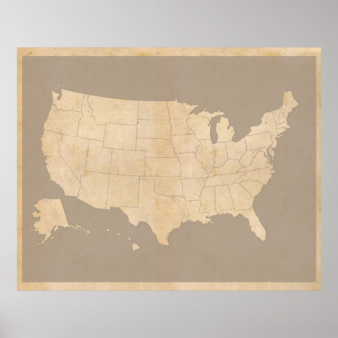 Vintage United States Map Poster Zazzle