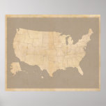 Vintage United States Map Poster at Zazzle