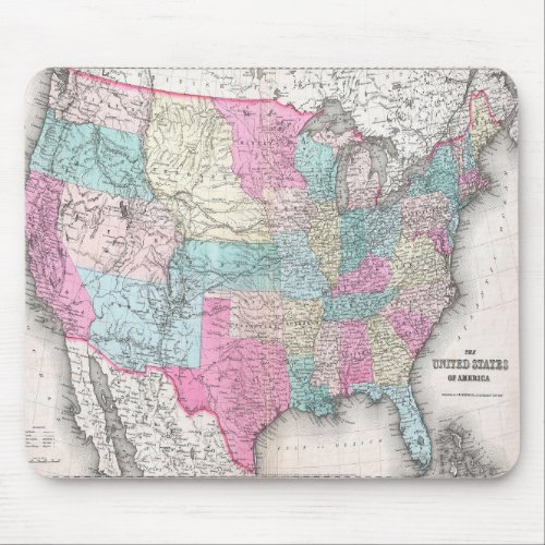 Vintage United States of America Map 1857 Mouse Pad