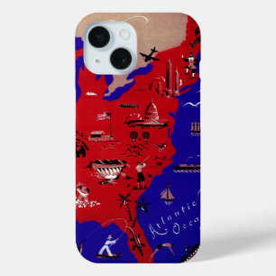 Vintage United States of America Travel Bureau Map iPhone 15 Case