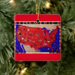 Vintage United States of America Travel Bureau Map Ceramic Ornament