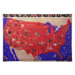 Vintage United States of America Travel Bureau Map Cloth Placemat
