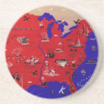 Vintage United States of America Travel Bureau Map Drink Coaster