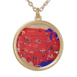 Vintage United States of America Travel Bureau Map Gold Plated Necklace