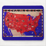 Vintage United States of America Travel Bureau Map Mouse Pad