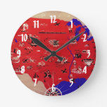 Vintage United States of America Travel Bureau Map Round Clock