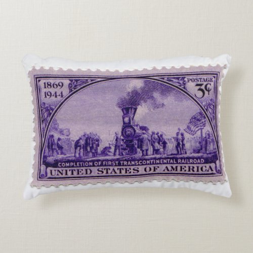 Vintage United States Postage Stamp Throw Pillow