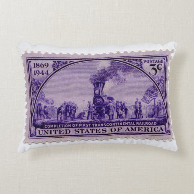 Vintage United States Postage Stamp Throw Pillow (Front)