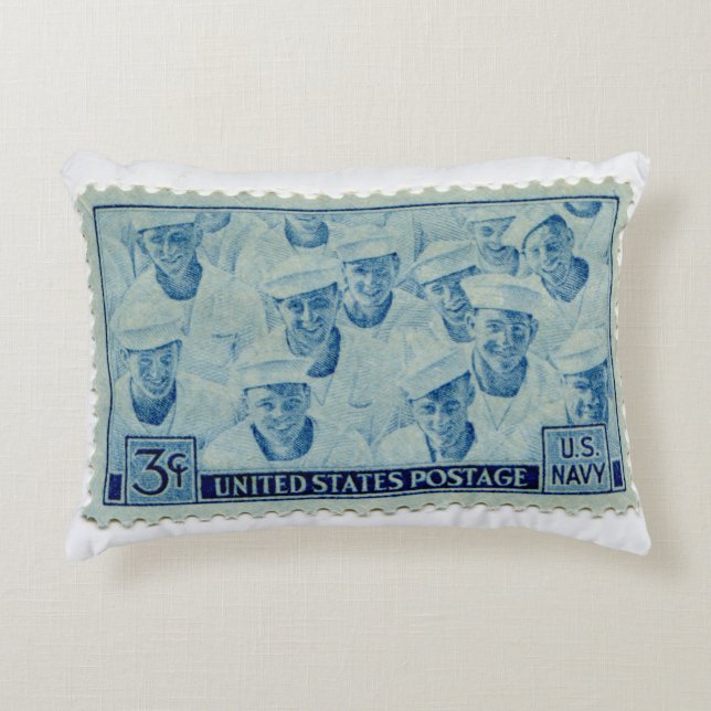 Vintage United States Postage Stamp Throw Pillow (Front)
