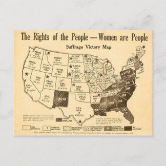 Vintage United States Women's Suffrage Map (1919) Postcard