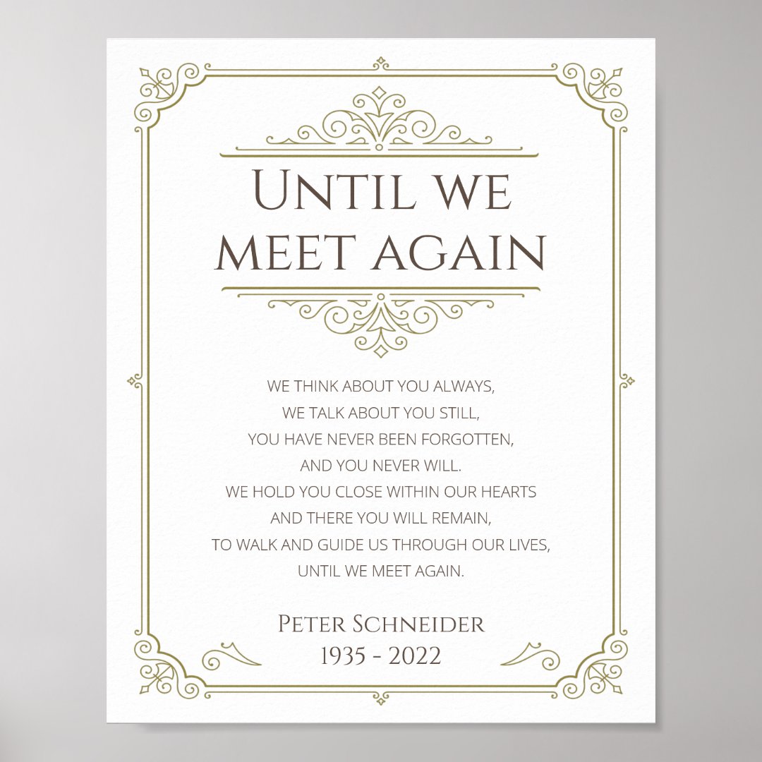 Vintage Until We Meet Again Memorial Poem Poster | Zazzle