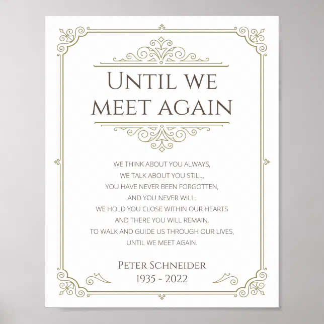 Vintage Until We Meet Again Memorial Poem Poster | Zazzle